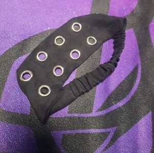 Black Elastic Headband with Silver Accents